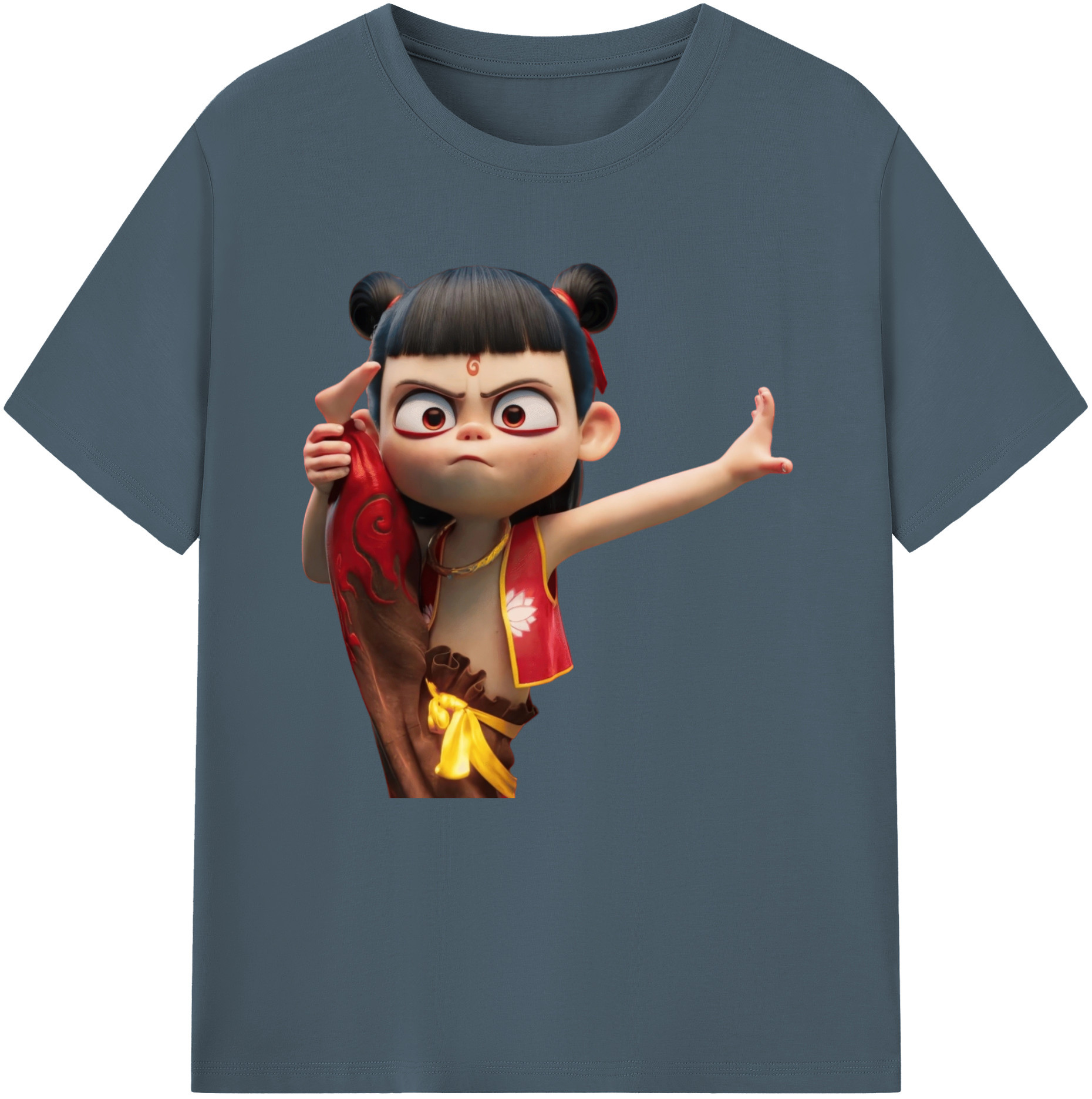（画像用） Ne Zha 2 ナタ 魔童の大暴れ 綿100％半袖Tシャツ（フロントプリント）